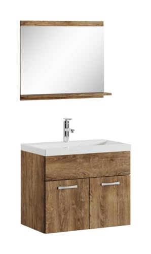 Badplaats B.V. Mobile Da Bagno Montreal 02 60Cm Rovere Marrone - Armadio Mobiletto Lavabo Mobili Armadietto