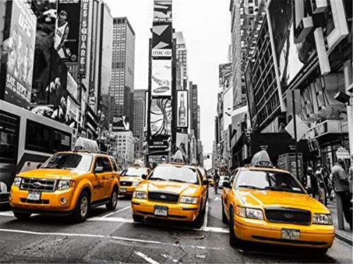 Yscolor Diamond Painting New York Pieno Rotondo Cross Stitch Pictures Rotondo New York Street Yellow Auto 30X40Cm