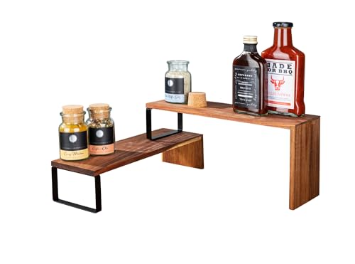 Wenko Mensola Da Cucina Vali Acacia, 2 Ripiani Flessibili Combinabili, In Legno Di Acacia Certificato Fsc®, Piedini In Metallo, Dimensioni: 36 X 8 X 1