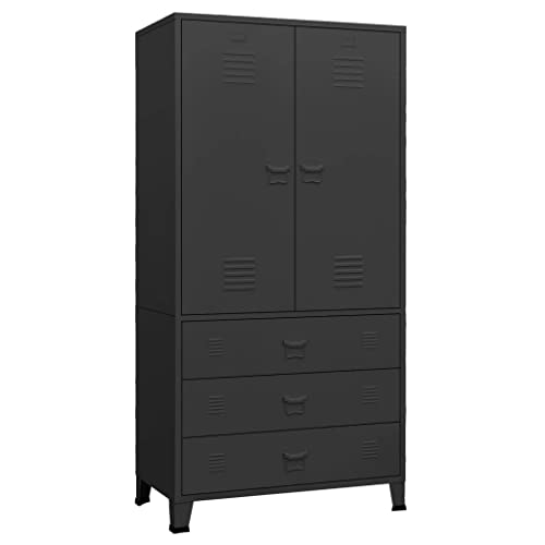 Vidaxl Armadio Industriale Nero 90X50X180 Cm In Metallo