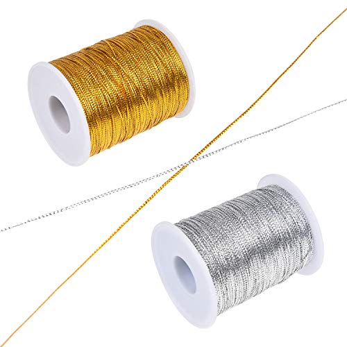 Kare & Kind Nastro Metallico Non-Stretch - 2 Bobine (1 Oro E 1 Argento) – Lunghezza Totale 520 M – Spago Da Ornametno Spessore 1Mm - Ornamenti Nataliz