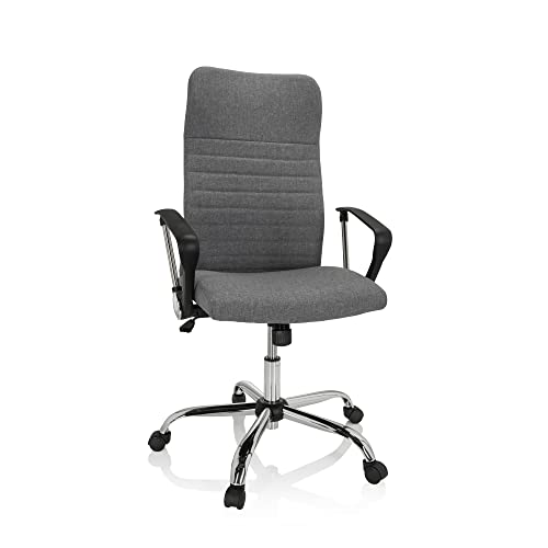 Hjh Office 729426 Sedia Home Office Arton 40 Tessuto, Sedia Scrivania Alto Schienale, Poltrona Girevole, Grigio