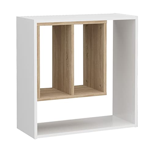 Fmd Möbel Soest 3 Mensola Da Parete, Legno, Rovere Nb/Bianco, Quadrangolare
