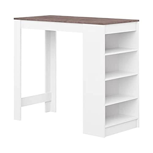 Symbiosis Aravis Tavolo Da Bar, Bianco Ed Effetto Cemento 115X50X102,7 Cm