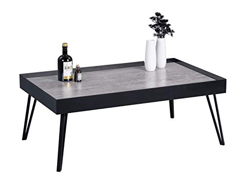 M2 Kollektion Julian 3 Tavolino Da Salotto, Vetro Temperato, Grigio, Nero
