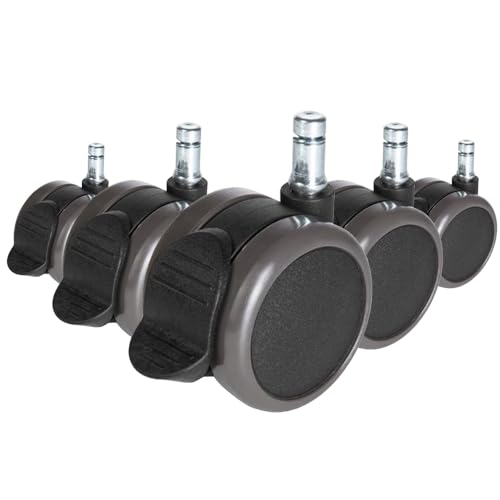 Hjh Office 5X Rolo Stop Ruote Per Pavimenti, Plastica, Metallo, Nero, 10.00X5.00X5.00 Cm