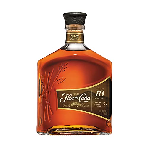 Flor De Caña 18 - Rum Scuro, Senza Zuccheri Aggiunti, Bottiglia Da 700 Ml