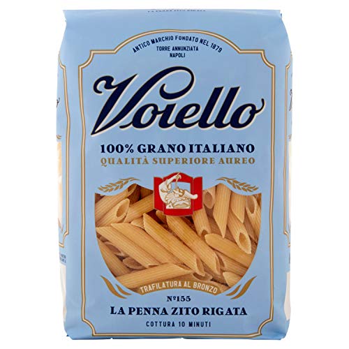 Voiello Pasta Penne Ziti Rigate N. 155, Pasta Corta Di Semola Di Grano Aureo 100% Italiano, Pasta Trafilata Al Bronzo, Ruvida E Tenace, 500 G