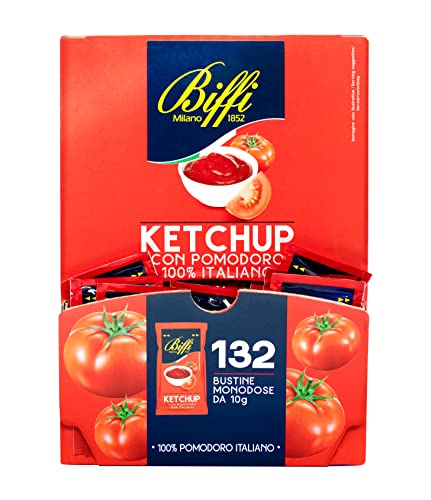 Biffi - Ketchup Con Pomodoro 100% Italiano - Monodose - 132 Bustine Monoporzione Da 10 G