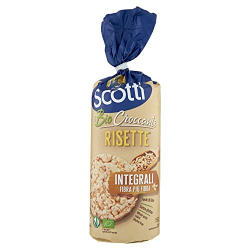 Riso Scotti - Risette Integrali Fibra Più Fibra - Gallette Di Riso Senza Glutine Bio, Alimento Biologico Per La Colazione, 150G