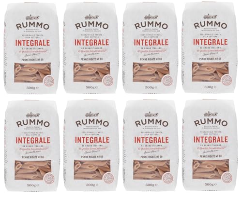 Confezione Da 8 Rummo Penne Rigate Pasta Integrale N°66, Pasta Italiana 500G