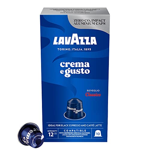 Lavazza Crema E Gusto, Arabica E Robusta, Capsule In Alluminio Tostate Delicate, Compatibili Nespresso, Zero Co2 Impact, 1 Confezione Da 10 Capsule