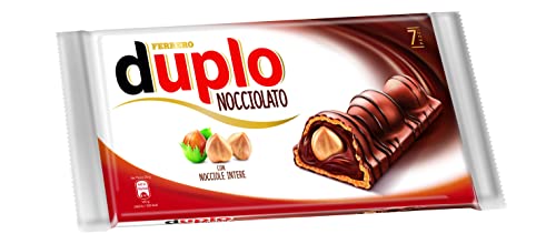 Ferrero Duplo Nocciolato - 7 Barrette Al Cioccolato Al Latte, Una Cialda Di Wafer Ripiena Al Cacao E Nocciole Intere, Confezione Da 182 Gr