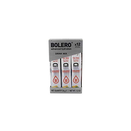 Bolero - Stick Bevanda Bolero - 3G Per 500Ml - Té Alla Pesca, Scatola Da 12 Unitá