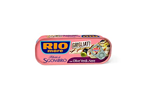 Rio Mare Filetti Di Sgombro Grigliati Con Olive Verdi E Nere, Ricchi Di Omega 3, 1 Lattina Da 120G