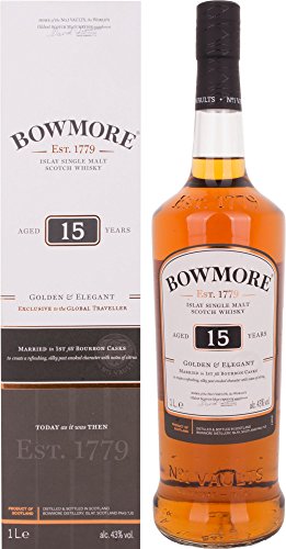 Bowmore 15 Years Old Golden & Elegant Travel Exclusive 43% Vol. 1L In Giftbox