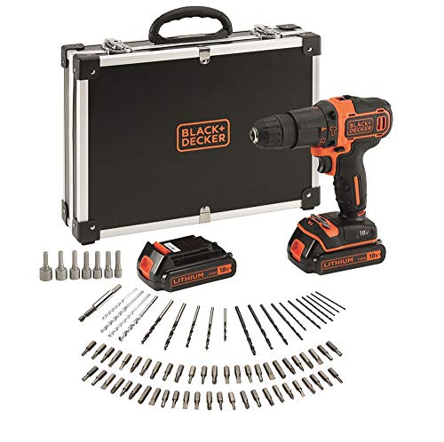 Black+Decker Macchina Foratrice A Batteria, Set Da 80 Pezzi, 1 Pezzo, Bdchd18Bafc