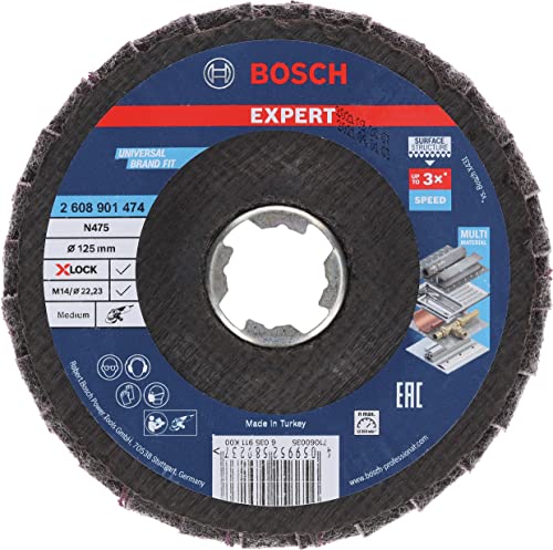 Bosch Accessories 1 X Expert N475 Scm X-Lock Disco Abrasivo A Ventaglio (Per La Finitura Di Superfici Metalliche, Ø 125 Mm, Medio, Accessorio Smerigli