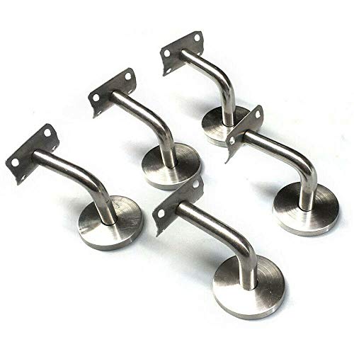 Niccoo 5 X Supporti Per Corrimano In Acciaio Inox Con Rosetta Di Copertura, Supporto Per Corrimano A 90°, Supporto Da Parete In Acciaio Inox 304, Per