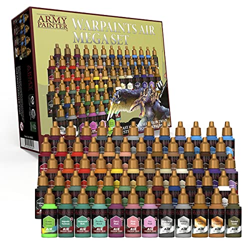 The Army Painter Warpaints Air Mega Set, 60 Colori Aerografo Per Modellismo 18Ml, Compresi 9 Metallici E 1 Fluo. Un Set Di Colori Acrilici Per Aerogra