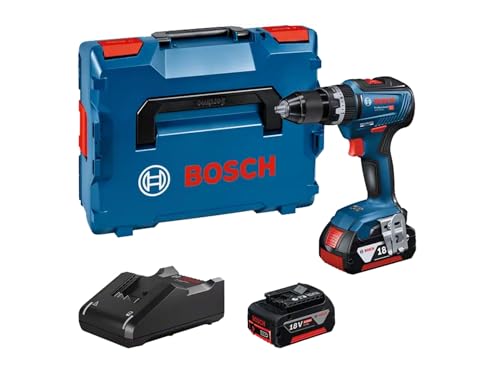 Bosch Professional 18V System Trapano-Avvitatore Con Percussione A Batteria Gsb 18V-55 (Incl. 2 Batterie Da 4,0 Ah, Caricabatteria Gal 18V-40, In L-Bo