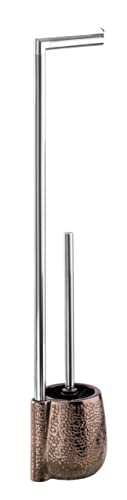 Wenko Piantana Portarotolo E Scopino Wc Marrakesh Ceramica - Portascopino Wc, Ceramica, 15 X 72 X 10.5 Cm, Marrone