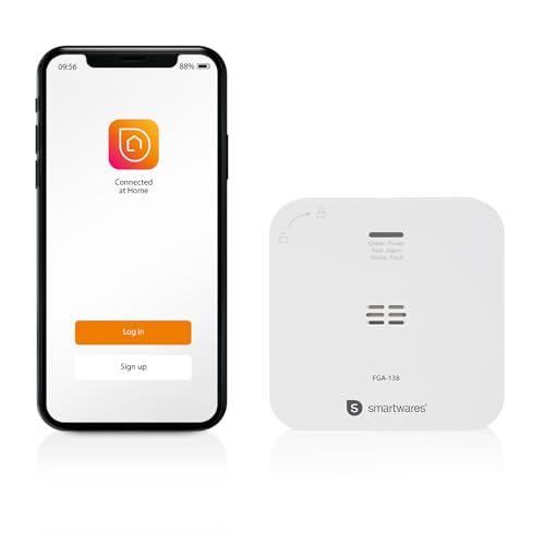 Smartwares Rilevatore Co Collegato - 85 Db - Sensore 10 Anni - Notifiche Tramite App - Pulsante Test & Silenzio