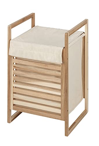Wenko Cesto Portabiancheria Acina, Pregiato Portabiancheria In Legno Naturale Di Acacia Certificato Ecologico Fsc®, Con Sacco Portabiancheria Estraibi