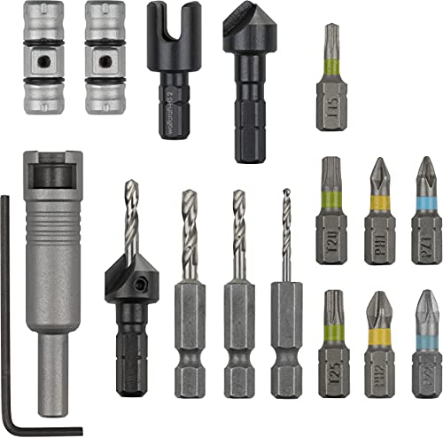 Wolfcraft Set Di Flipbit Tutto In Uno Da 17 Pezzi I 3086000 I Soluzione Porta Attrezzi Doppia Per Svariati Lavori In Due Fasi