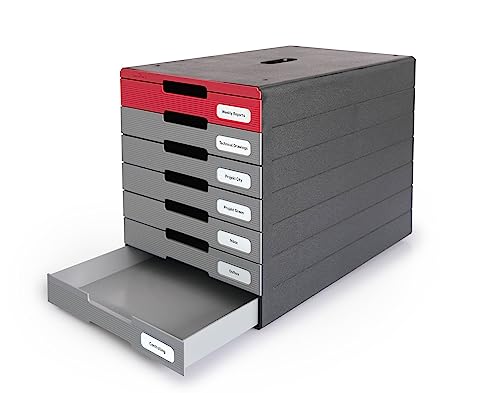 Durable Cassettiera (Idealbox Pro) 7 Cassetti, Include Etichette, Antracite/Blu, 776306