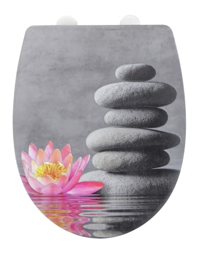 Wenko Sedile Wc Water Lily, Superficie Strutturata, Copriwater Con Chiusura Ammortizzata Automatica, In Termoplastica Infrangibile, 36,5 X 45 Cm, Mult