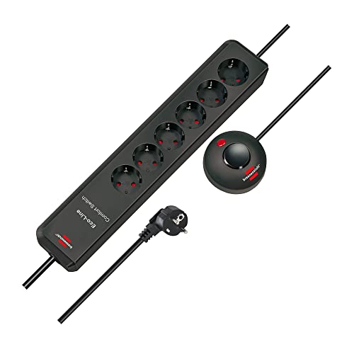 Brennenstuhl A1945501801159450616 1159450616-Base Múltiple Eco-Line Comfort Switch Con Interruptor De Mano/Pie, Multicolor, 1 Pezzo