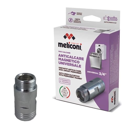 Meliconi Sos Calcare, Filtro Anticalcare Per Lavatrice O Lavastoviglie, Anticalcare Magnetico Al Neodimio, Attacco Universale 3/4", Guarnizioni Inclus