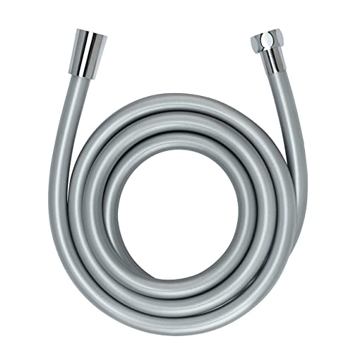 Wenko Design Tubo Doccia - Tubo Flessibile Per Doccetta Con Protezione Antitorsione Ed Omologazione Per Acqua Potabile, Plastica, 175 Cm, Argento