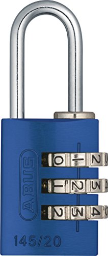 Abus Lucchetto A Combinazione 145/20 Blu - Lucchetto Per Bagagli, Armadietti E Molto Altro. - Lucchetto In Alluminio - Codice Numerico Regolabile Indi