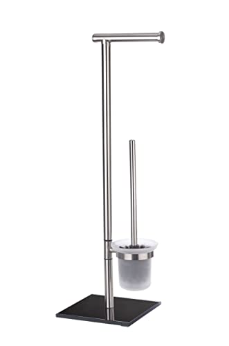 Wenko Piantana Portarotolo E Scopino Wc Lima Acciaio Inossidabile, Acciaio Inossidabile, 23.5 X 69 X 20 Cm, Satinato