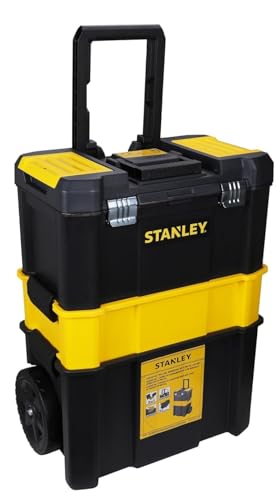 Stanley Stst1-80151 Carrello Porta Utensili Con Tre Livelli Di Stoccaggio, Capacità Di Carico 20 Kg, Nero Giallo