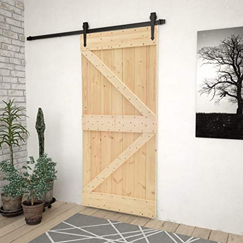 Vidaxl Porta Scorrevole Con Set Hardware 80X210 Cm In Legno Di Pino
