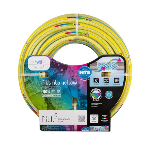 Fitt Nts Yellow 1/2" (12,5 Mm) 50M, Tubo Per Irrigazione Giardino, Robusto E Malleabile Per Uso Intensivo