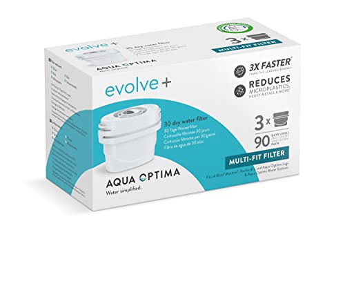 Aqua Optima Cartuccia Filtro, Confezione Da 3 Evolve+ (Fornitura Per 3 Mesi), Compatibile Con Brita Maxtra+ E Perfectfit, Sistema Di Filtraggio A 5 Fa