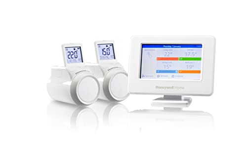 Honeywell Home Thr99C3102 Evohome Starter Pack, Incl. Termostato Wi-Fi Smart E 2 Teste Termostatiche Wireless Per Radiatori, Bianco (3 Pezzi)