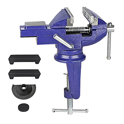 Morsa Da Tavolo, 80 Mm, Piccola Morsa, Morsetto Per Banco Da Lavoro, Morsa Girevole A 360°, Con Incudine E Asse, Per Lavorazione Del Legno, Foratura,