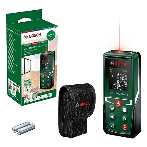 Bosch Distanziometro Laser Universaldistance 50 (Misura Distanze Fino A 50 M Con Precisione, Funzioni Di Misurazione, Funzione Di Memorizzazione, In C