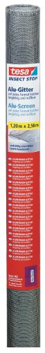 Tesa Insect Stop Rotolo Di Ricarica Per Zanzariera In Alluminio, Rete Per Zanzariere Regolabile, Resistente Ai Raggi Uv, Grigio, 120 Cm X 250 Cm