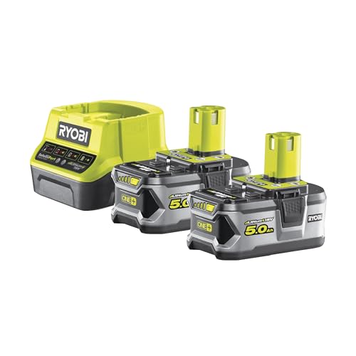 Ryobi 5133003364 – Confezione Con Caricabatterie Da 1 Ora + 2 Batterie Li-Ion 18 V 5.0 Ah