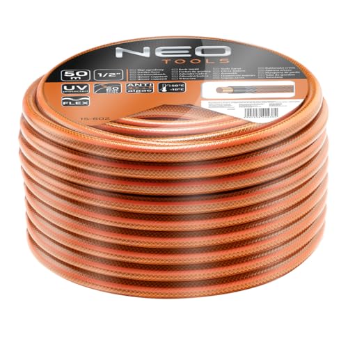 Neo Tools Tubo Da Giardino Economico A 4 Strati, 1/2 "O 3/4" | Pvc Rinforzato Con Tessuto Incrociato In Poliestere | Diversi Modelli