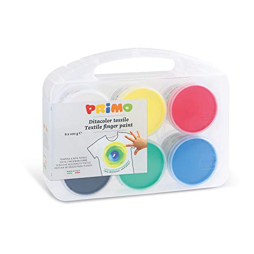 Morocolor Primo, 6 Vasetti Da 100 G Di Tempera A Dita, Tempere Per Dipingere Per Tessuti, Colori Intensi Piacevoli Al Tatto, Pratica Valigetta Multius
