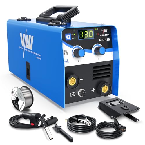 ‎Vector Welding 130A Saldatrice A Filo Continuo 2 In 1 Saldatrice Mig No Gas Digitale Portatile Dc 230V Con Universale Mma Mag