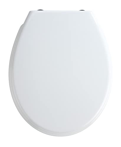 Wenko Sedile Wc Bilbao Easy - Chiusura Ammortizzata, Fissaggio Igienico In Acciaio Inox Fix-Clip, Termoindurente, 35 X 43.5 Cm, Bianco