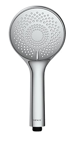 Wenko Soffione Doccia Risparmio Acqua, Ø 11 Cm - Doccetta Universale, Soffione Doccia Con Sistema Per Risparmio Idrico E 5 Tipi Di Getto, Abs, 11 X 11